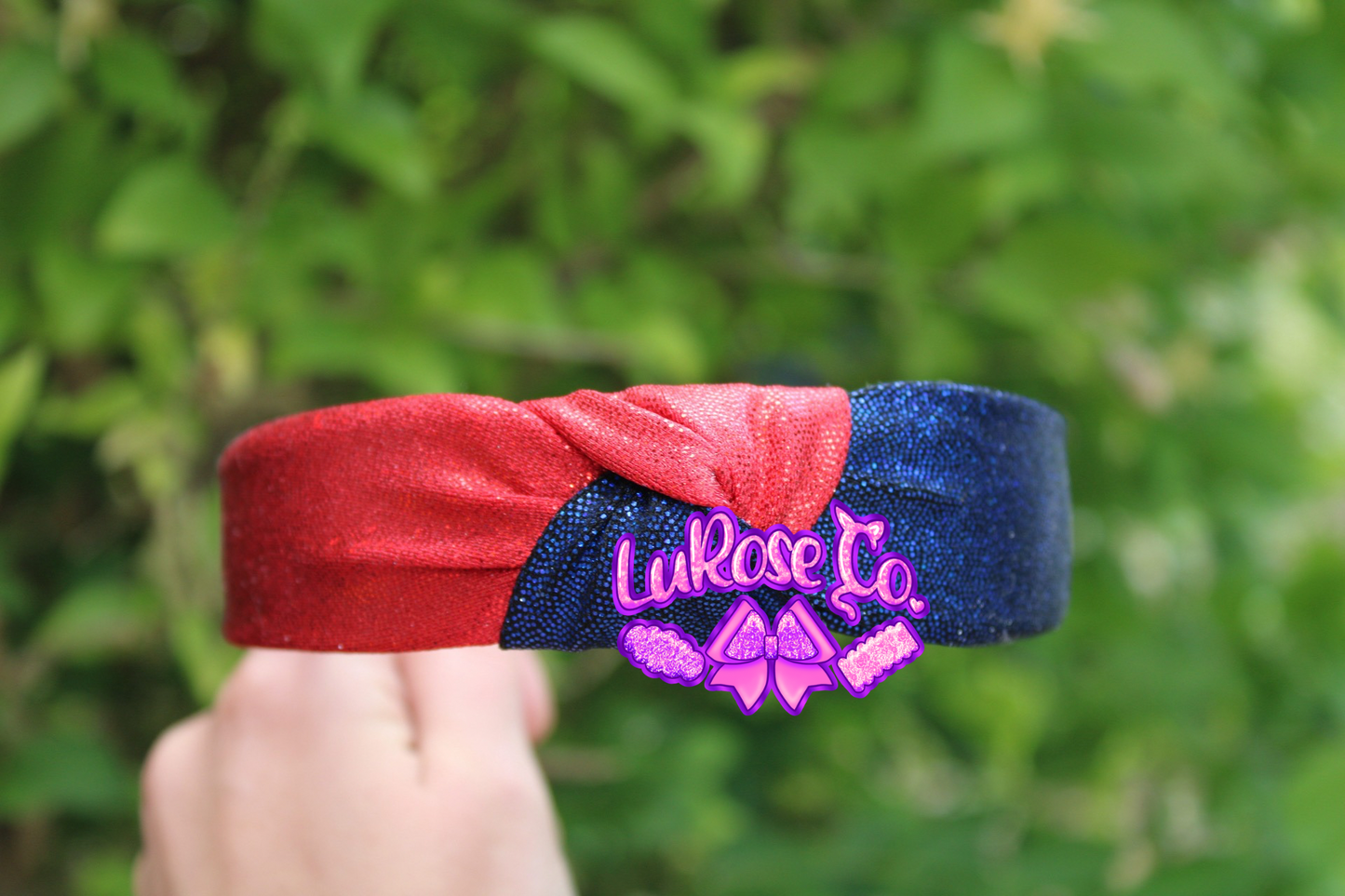 split red & blue holo knotted headband