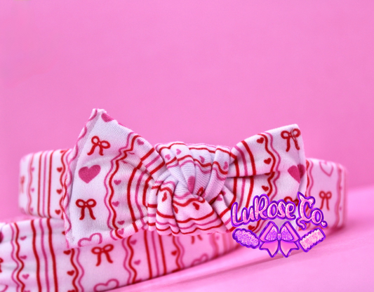 Coquette valentines pink red Zo headband