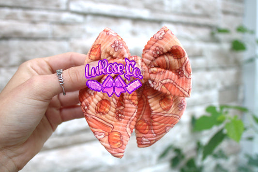 Pumpkin pie hand-tied ribbed velvet