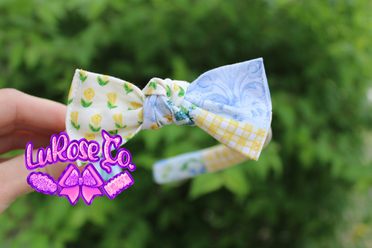 spring garden patch simple bow headband