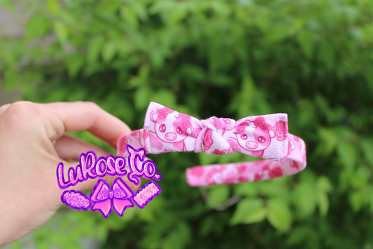 roses cow simple bow headband