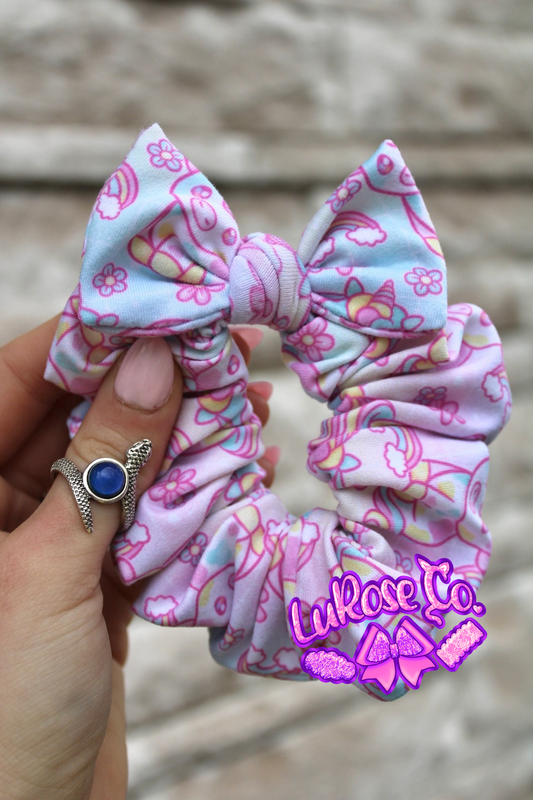 Unicorn cows bow scrunchie