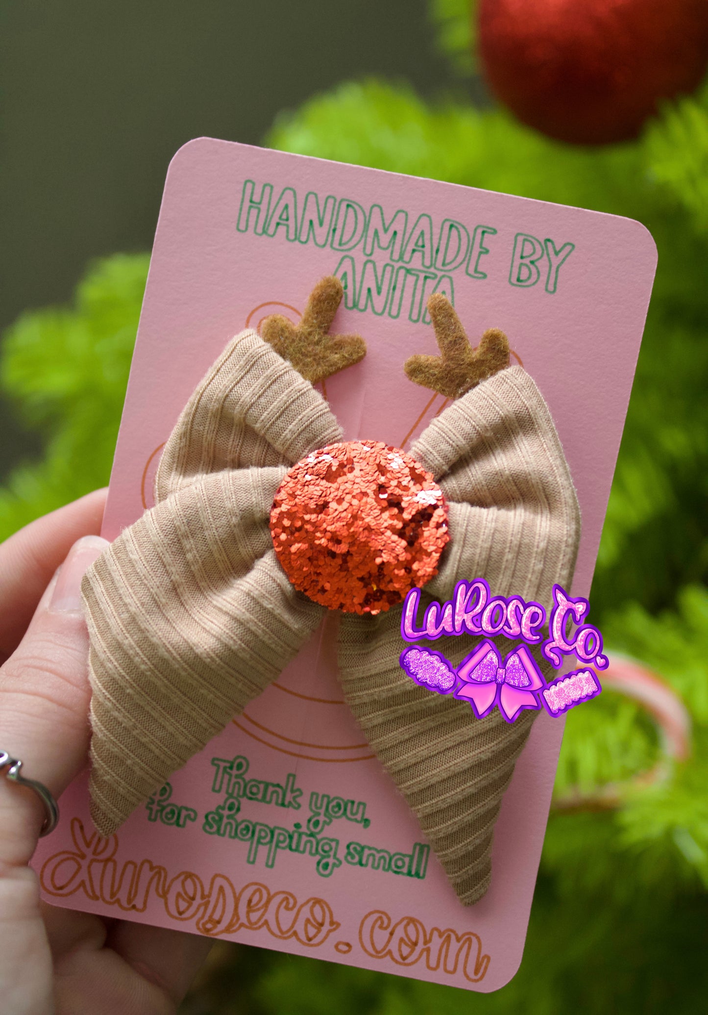 Inspired reindeer hand-tied bow
