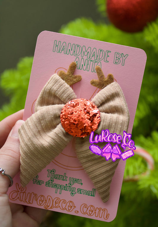 Inspired reindeer hand-tied bow