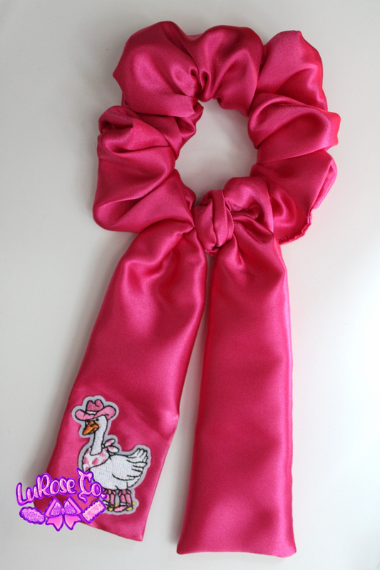 Pink satin long tie scrunchie