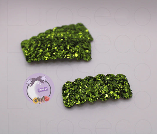 Olive glitter snap clip