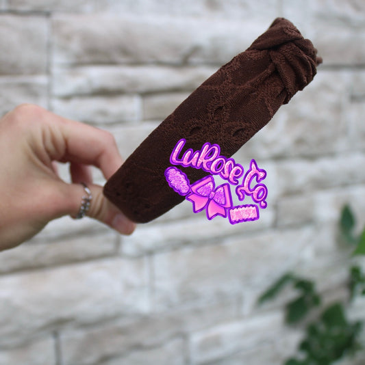 Brown eyelet knotted headband