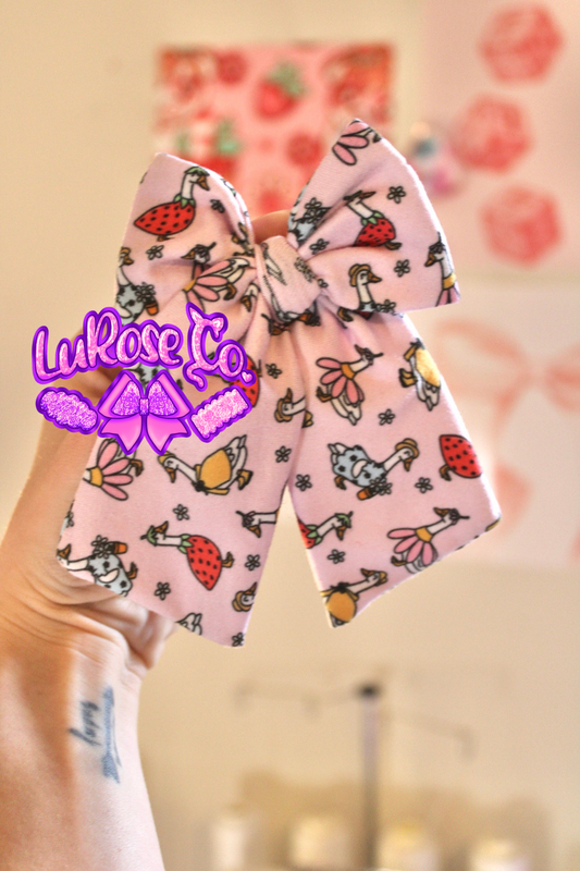 Silly Goose long tailed hand-tied bow on clip