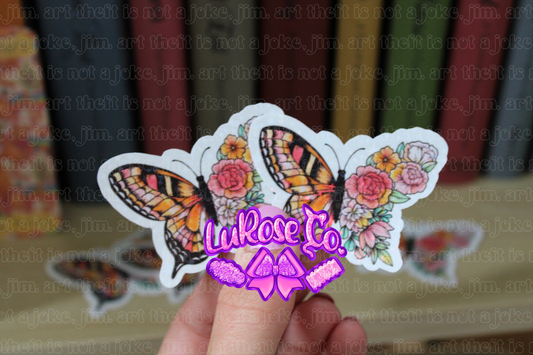Butterfly floral sticker 2.5in