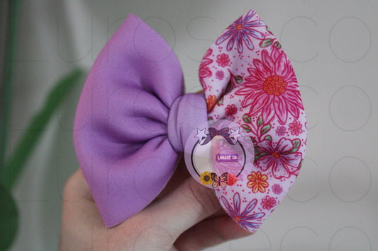 RTS Summer time floral // solid purple small bow