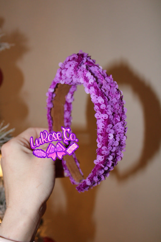 Purple sequin knotted headband