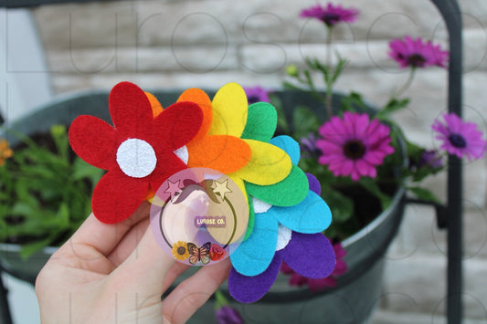 Rainbow color felt flowers