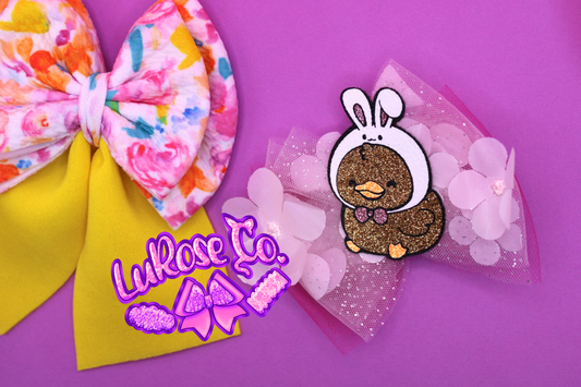 Bunny duck flower tulle bow mto