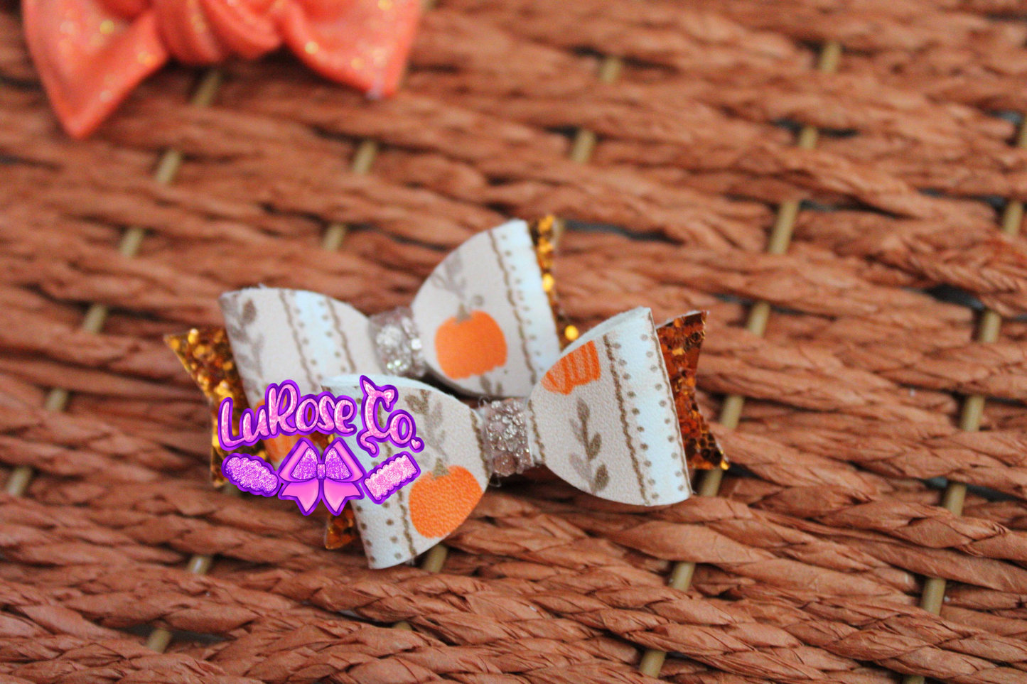 itty bitty pumpkin fall faux leather piggies on clip