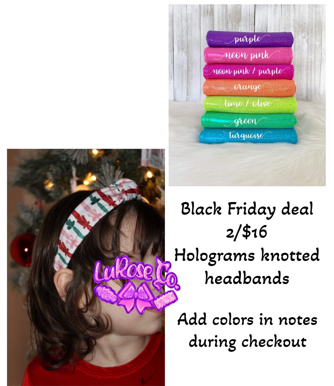 2/$16 hologram knotted headbands