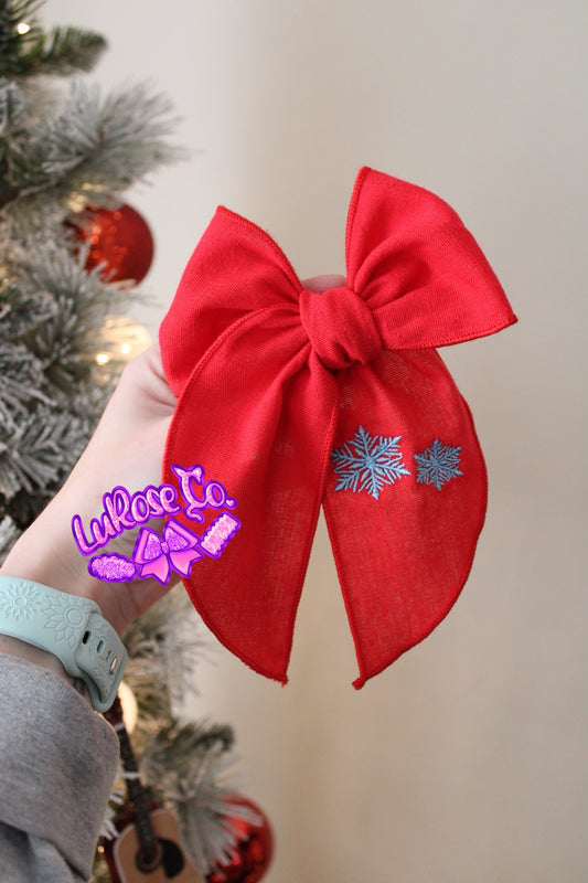 Red sailor embroidered blue snowflakes