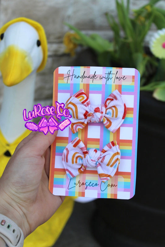 rainbow 2in knotted piggies on clips