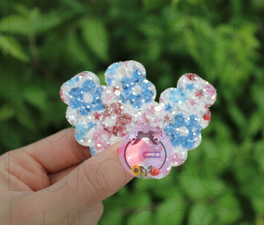 RTS • FOJ floral glitter cloud snap clip