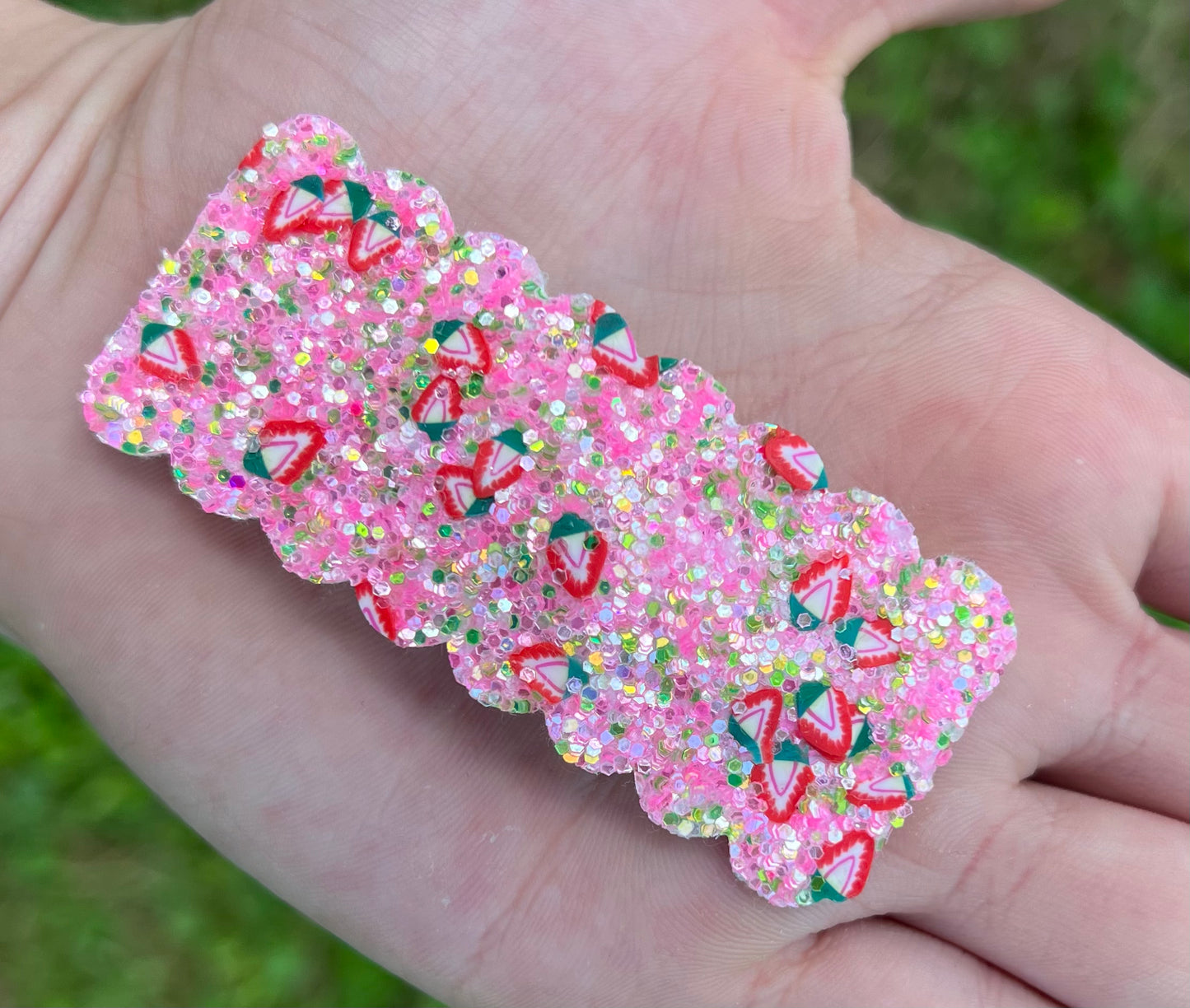 Strawberry glitter snap clip