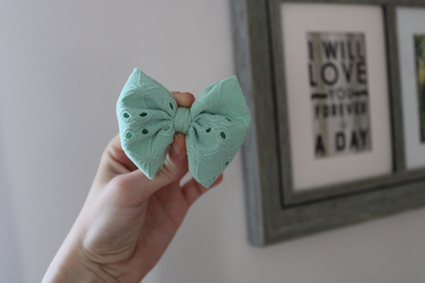 Sage Eyelet Bow